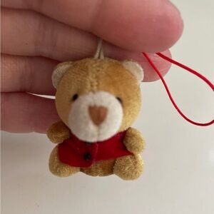 Little Teddy Bear Keychain Cute Adorable Red Vest Miniature